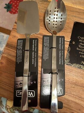 Viking Silver Stainless Kitchen Spatula and Slotted Spoon new with tags